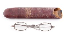 Antique Truncated Oval Straight Temples 19th Century Eyeglasses "OD Moody" + Original Metal Case