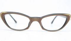 Unused Vintage Brown Rhinestone Glasses Cat Eye Glasses 