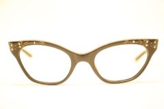 Unused Small Black Rhinestone Vintage Cat Eye Glasses 1960s Eyewear