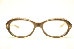 Unused Small Rust Rhinestone Vintage Cat Eye Glasses 1960s Eyewear