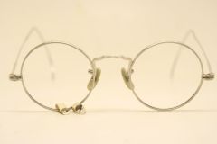 Small Unused Antique Round Silver Tone Eyeglasses Vintage Frames 38mm