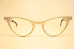 Unused Biege Aluminum Art-Craft Vintage Cat Eye Glasses 1960s Eyewear