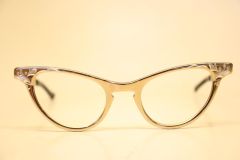 Unused Brown Aluminum Art-Craft Vintage Cat Eye Glasses 1960s Eyewear