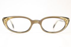 Brown Rhinestone Vintage Cat Eye Glasses Unused