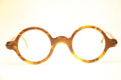 Unused Antique Tortoise Round Eyeglasses Vintage Frames 40mm Harold Lloyd