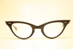 Unused Black Pointy Vintage Cat Eye Glasses 1960s Eyewear