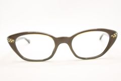 Unused Brown Rhinestone Vintage Cat Eye Glasses