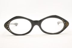 Unused Black Rhinestone Vintage Cat Eye Glasses