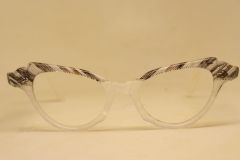 Unused White Plaid Vintage Cat Eye Glasses 
