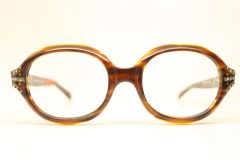Unused Tortoise Oval Rhinestone 1960's Eyeglasses NOS 