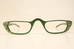Unused Vintage Green Aluminum Cat Eye Reading Glasses 1960's Eyeglasses NOS 