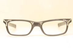 Small Unused Black Rhinestone Vintage Cat Eye Glasses