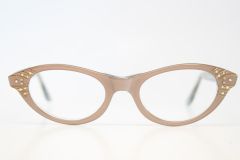 Unused Mink Rhinestone Vintage Cat Eye Glasses 