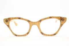 Unused Woodgrain Vintage Cat Eye Glasses