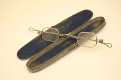 Antique Octagon Straight Temple Early-Mid 19th Century Eyeglasses + With Original Case