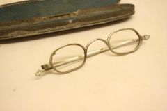 Antique Unique Shape Straight Temples 19th Century Eyeglasses Original Metal Case