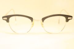 Vintage Silver Gray Briar C.O.C. Cat Eye Glasses 