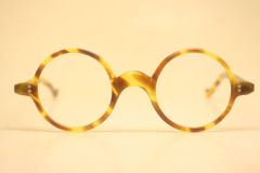 Small Unused Round Antique Faux Tortoiseshell Eyeglasses Vintage Frames 37mm