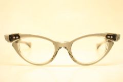 Unused Small Gray Curly Vintage Cat Eye Glasses 