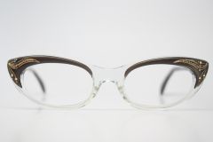 Brown Rhinestone Cateye Glasses 