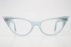 Blue rhinestone vintage cat eye glasses 