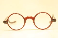Antique Round Red Eyeglasses Vintage Frames 40mm