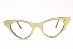 Unused Green / Gold Vintage Cat Eye Glasses