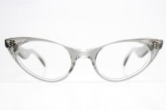 Gray Rhinestone Vintage Cat Eye Glasses 