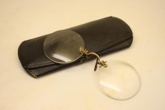 Antique Gold Hard Bridge Pince Nez Eyeglasses Vintage + Case