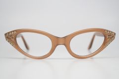 Rust Rhinestone Cat Eye Glasses