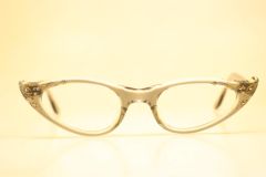 Vintage Gray Rhinestone cat eye glasses 