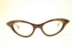 Unused Vintage Small Black Rhinestone Glasses Cat Eye Glasses 