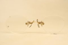 Antique Gold Hard Bridge Pince Nez Eyeglasses