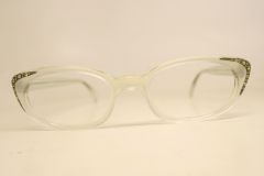 White Rhinestone Vintage Cat Eye Glasses
