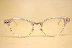 Unused Vintage Art Craft Silver Cat Eye Glasses 