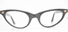 Unused Vintage Black Spalkling Cat Eye Glasses 